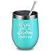 Wine Goes In Wisdom Comes Out - LEADO 12 oz Stainless Steel Wine Tumbler with Lid and Straw, Insulated Stemless Novelty Sippy Cup, Perfect Gift Idea for Adults (Mint)