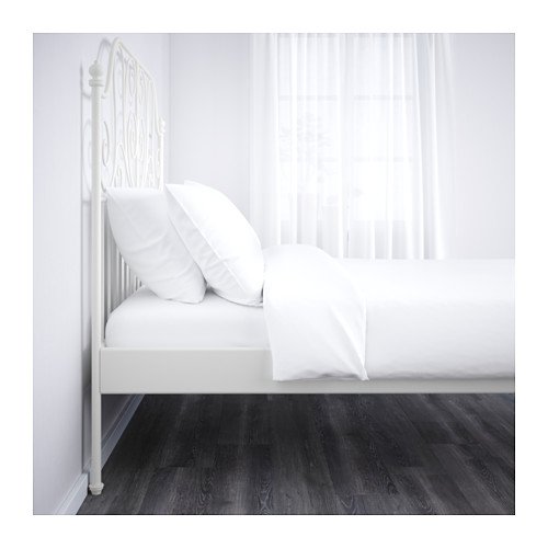 Ikea Leirvik Bed Frame White Queen Size Iron Metal Country Style on