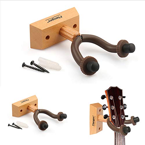 Leoie Flanger Wooden Base Guitar Hanger Wall Mount Hooks Stand Holder Musical Instrument Accessory