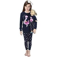 Babyroom Girls Matching Doll&Toddler 4 Piece Long Cotton Christmas Pajamas Kids PJS 8T