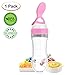 Lyonice Silicone Squeeze Bottle Spoon - Baby Feeding Cereal, Rice, Juice, Infant Newborn Toddler Baby Food Dispensing Spoon- 90ml Pink