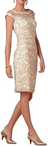 FNKS Cap Sleeve Sheath Half Sleeves Lace Prom Dress Bride Dress Plus Size Champagne US 20 Plus