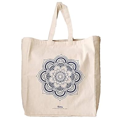 Arka Home Products 100% Cotton Reusable Printed Shopping Bags (Set of 2 - Warli &