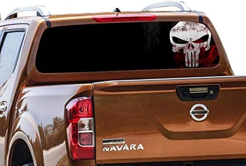 Gold Fish Decals Rear Window Perforated See Thru Graphic Scull 1 Decal Sticker Compatible with Nissan Navara NP300