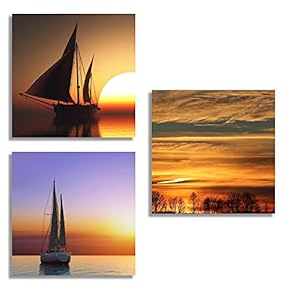 3 Piece Canvas Wall Art for Living Room Bedroom Home Artwork The Beautiful Scenery of Sunset Paintings Ready to Hang - 12"x12"x3 Panels