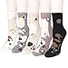 YSense 5 Pairs Cat Fuzzy Socks For Women Cute Winter Warm Animal Fluffy Socks Cozy Soft Sleeping slipper Socks