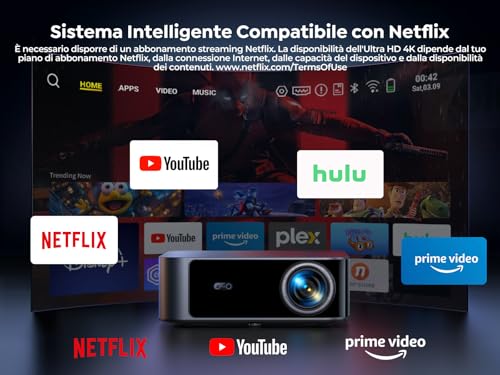4K Projector Compatible with Netflix/1500 ANSI/36W Dolby Audio: Wifi 6 and Bluetooth Bidirectional Projector, AI Autofocus/Avoid Obstacles Project TV, TOPTRO X9 Video Projector for PS5/Home Theater