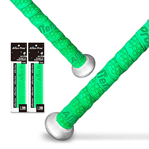 Alien Pro Bat Grip Tape for Baseball Precut 1.1 mm Bat Tape, 2 Grips, Green