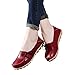 SHIBEVER Women's Leather Loafers Moccasins Wild Driving Casual Flats Oxfords Breathable Shoes Burgundy 7,Tag Size 38