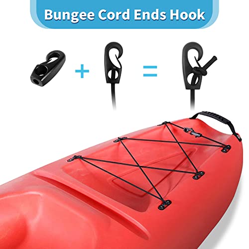 Kayak Deck Rigging Kit 8 Feet Bungee Cord with Bungee Cord Ends Hooks and Fishing DRing with