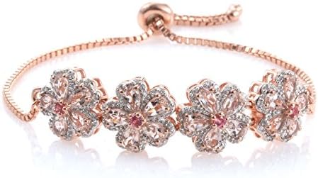 Pink Spinel, Multi Gemstone Rose Gold Plated 925 Solid Sterling Silver Bracelet For Women Size 9"
