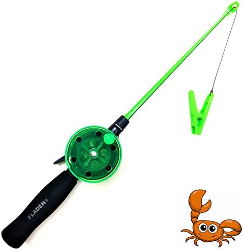 FLADEN Fishing - Crab Crayfish Bait Peg Rod and Line Set (PINK or GREEN) - No Hooks - Perfect for Kids For Coastal Shore Rock Pool Crabbing