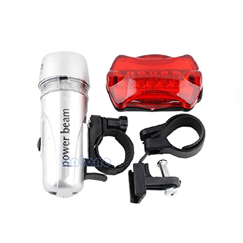 NNDA CO New Waterproof 5 LED Lamp Bicycle Bike Front Head Light + Rear Safety Flashlight