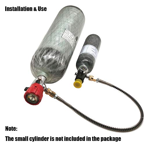 Gurlleu 3L Carbon Fiber Cylinder Kit 300Bar / 4500psi High Pressure Air Charging System & Refill Station for PCP Paintball Tanks Scuba Scba（Empty Bottle） (Red) - Thumbnail 5