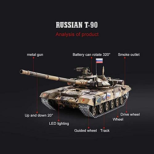 HSB Erwachsene Off-Road Crawler Panzer RC Panzer Upgraded russischen T90 Tank Fernbedienung Modell Tracks 1/16… – Bild 6