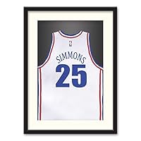 Athletes Jersey Theme Wall Art Black Framed Canvas Prints Home Decoration for Bedroom, Livingroom Ready to Hang - 23x31 inches
