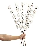VGIA 6 Pack 27 inch Cotton Stems Farmhouse Decor Rustic Style Vase Filler Floral Decoration Flower