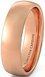 6mm Rose Gold Polished Tungsten Ring Dome Comfort Fit