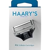 Men's Razor Blade Refills For Close and Comfortable Shaves, Sharper 5-Blade, 4 Counts