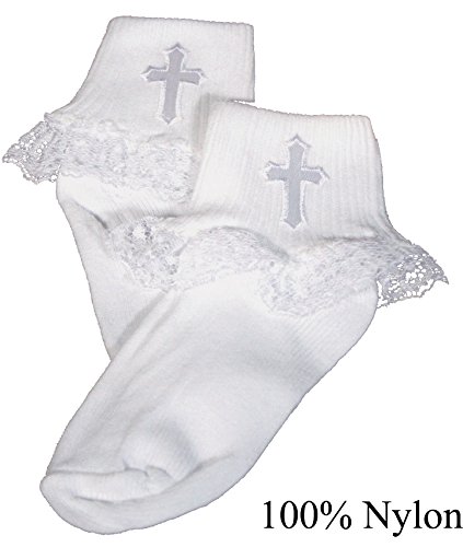 Little Things Mean a Lot Nylon Special Occasion Girls Socks Lace Cross NB
