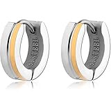 Small Two Tone Gold and Silver Hoop Huggie Earrings with Gift Box