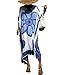 Bsubseach Women's Blue Big Floral Print Kaftan Maxi Dress Summer Swimsuit Beach Cover Up Dress Caftan Robe