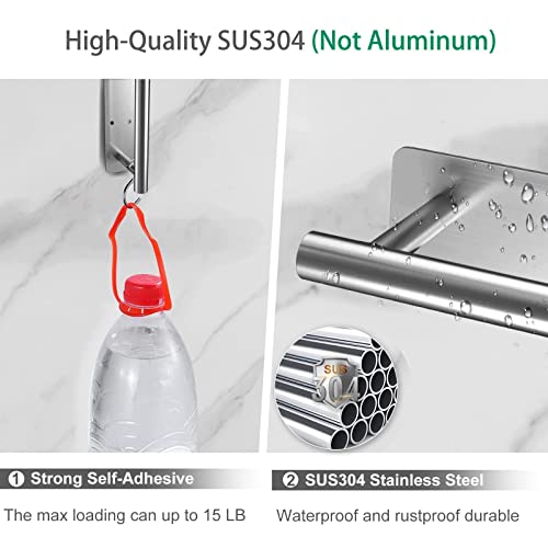 Paper Towel Holder Under Cabinet, Adhesive Paper Towel Holders Wall Mount, SUS 304 Stainless Steel Silver