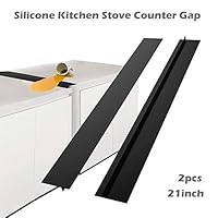 gu6uesa8n Silicone Kitchen Stove Counter Gap Cover, Gap Filler for Kitchen Counters, Stovetop, Oven, Appliance Gap, Reusable, Heat Resistant, Oilproof, Nonstick, Thicken, Black, 2Pcs, 21inch Black