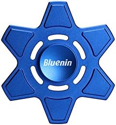 Bluenin Hand Spinner Fidget Toy with Premium Ceramic Bearing, Hexagon Design Metal Hand Spinner for ADD, ADHD, Anxiety and Autism Adult Children (Blue)
