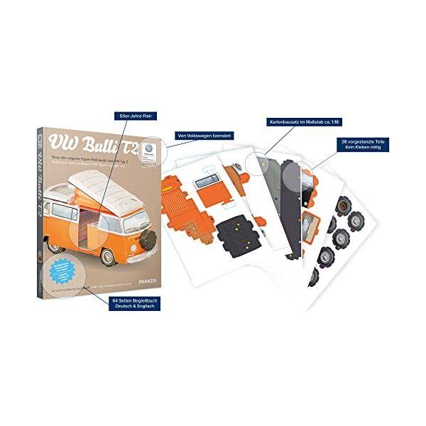 VW Bulli T2: Baue dein eigenen Papier-Wohnmobil vom VW Typ 2. Kartonbausatz im MaÃstab ca. 1:18 mit 38 Bauteilen – Bild 5