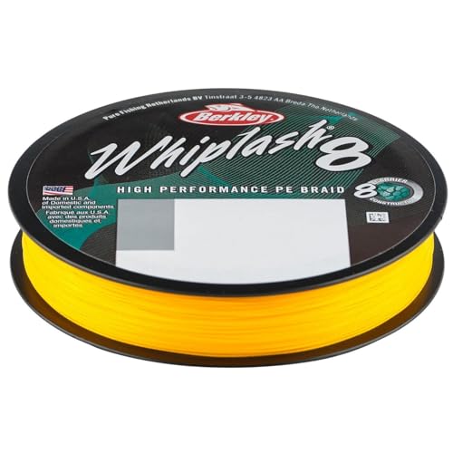 Berkley Whiplash8, Fishing Line, Superline, , Predator Fishing, Pike, Perch, Zander, Trout, Unisex, Yellow, 0.1mm | 14.8kg | 32lb | 165yd