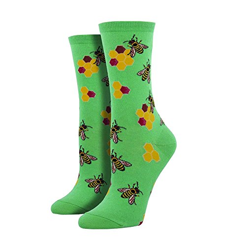 Socksmith Women's Busy Bees Crew Socks, Seafoam, Medium
