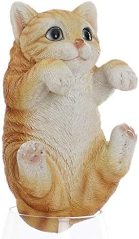 Avenuelafayette Figurine Statuette Animal Deco Resine Pour Rebord De Pot Jardin Jardiniere Exterieure 15 5 Cm Chat Roux Amazon Fr Jardin