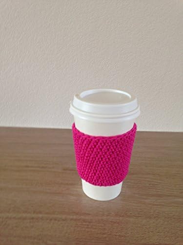 Crochet cup cozy, coffee cup sleeve, reusable coffee sleeve, coffee cup cozy in hot pink