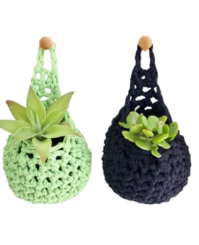 Macrame Wall Hanging Nest for Plant and Flower Pots Holder | Plant Hanging Decor for Indoor & Outdoor Home - Bohemian Style Made with Pure Cotton Cord
