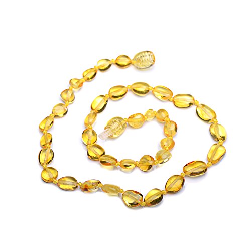 Genuine AmberPolished Amber Necklace with Green Turquoise Beads - Handmade Necklace