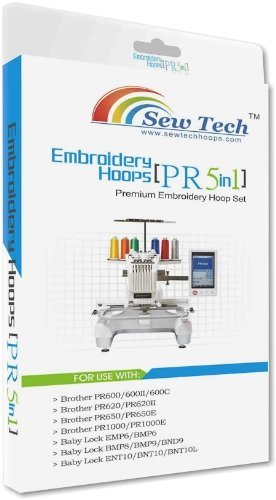 Sew Tech 5 in 1 Hoop & Grid Set for Brother & Baby Lock Multi-needle Machines: Replaces Prh60, Prh100, Prh180, Prh300 & Prf300