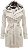 Noroze Women's Check Hood Trench Duffle Coat