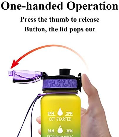 Blue BPA-free water bottle with a price tag of $14.99.