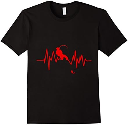 Mens Funny Fishing Heartbeat T-Shirt Cool Fisherman Fish Gift XL Black