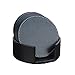 Accmart Set of 6 PU Leather Coasters Cup Mats with Holder Home Office Hotel Use,4.33inch(Black)