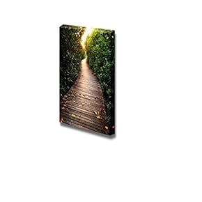 Canvas Prints Wall Art - Wooden Bridge in Mangrove Forest | Modern Wall Decor/Home Decoration Stretched Gallery Canvas Wrap Giclee Print. Ready to Hang - 18" x 12"