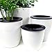 Mkono 3 Pack Self Watering Planter African Violet Pots Plastic White Flower Plant Pot with Wick Rope for All House Plants, Flowers, Herbs, L primary