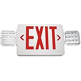 Remote Capability - Double Face LED Combination Exit Sign - Thermoplastic - Adjustable Lamp Heads - Red Letters - 120/277 Volt and Battery Backup - White - Exitronix VLED-U-WH-EL90-R