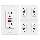 [5 Pack] BESTTEN 15Amp 125Volt Tamper-Resistant GFCI Receptacle Outlet, LED Indicator, 2 Types Wall Plates and Screws Included, ETL Certified, White