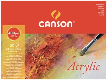 Canson Acrylic 400gsm paper pad including 50 sheets, size:24x32cm, fine grain texture, Natural white - Image 3