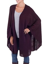 NOVICA Borgoña envoltorio mezcla de alpaca, "Ciruela Vino