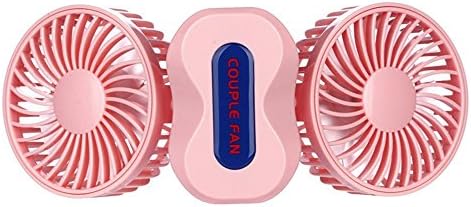 Portable Fan Rechargeable, XXMANX Couples Mini Fan USB Desktop Fan Quiet Operation with 3 Speeds - 350 Degree Rotation Fan with LED Light (Pink)