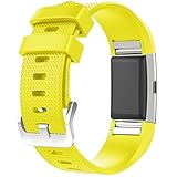 For Fitbit Charger 2 Band, Silicone Band, FreshZone Newest Premium Replacement Accessories Wrist Band for Fitbit Charge 2 [Large,Small] (Yellow)