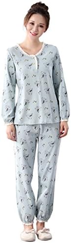 100% cotton Women's Thermal Pajama Set Sleepwear sweat Long Sleeve